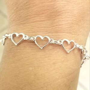 Silver Heart Bracelet Heart Charm Bracelet Heart Jewelry Gifts for Her Handmade